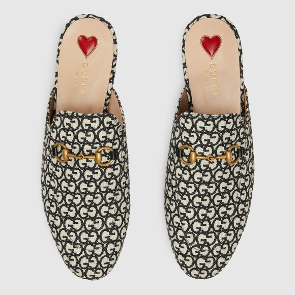 GUCCI SHOES PRINCETOWN HORSEBIT GG JACQUARD SLIPPERS LOAFER MULE sz 39 9 - Picture 2 of 16